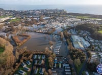 Aerial video shows extent of flooding at Tenby