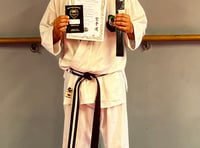 Black belt for Simon following training at Pembroke Dock Karate Dojo