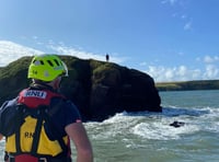 Angle RNLI Lifeboat and Coastguard assists kayaker stranded on island 